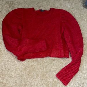 Red cropped sweater.